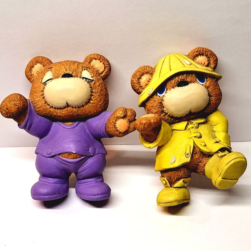 Vintage 1986 Wall Hanging Friendly Bears Ceramic Toddler Bedroom Decor Boy Girl